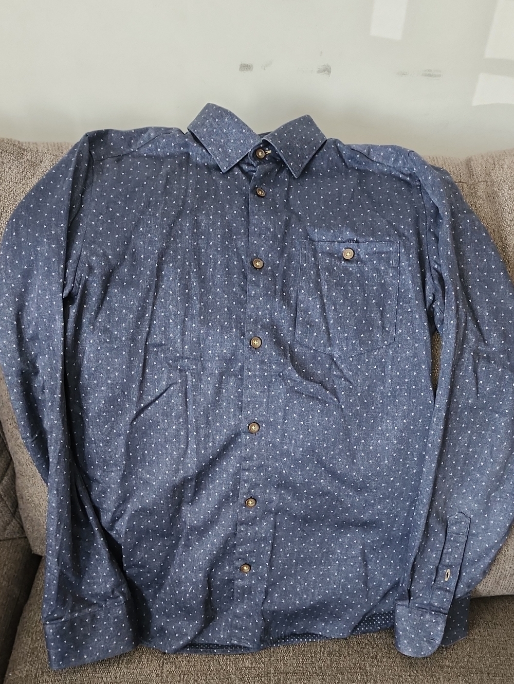 Ted Baker Womens Navy Micro Dot Casual Button-Down Shirt